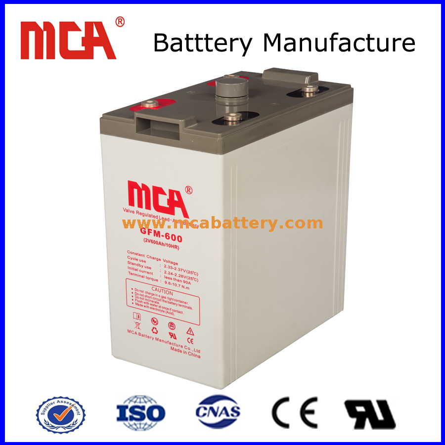 Batterie AGM stationnaire de stockage d'acide au plomb 2V 600AH